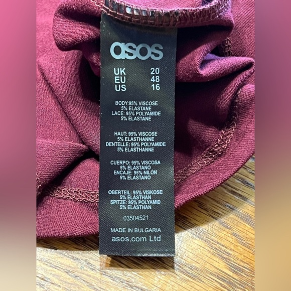 ASOS Curve purpleish maroon A line dress with lace shoulders NWT - Picture 8 of 9